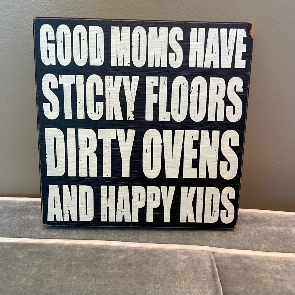 Mom Themed Wood Black & White Square Box Plaque Sign
